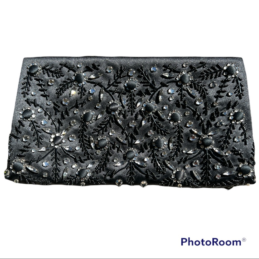 Ann Taylor Floral Beaded Rhinestone Evening Clutch
